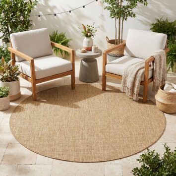 Covor de Exterior Yucana Rotund Bej