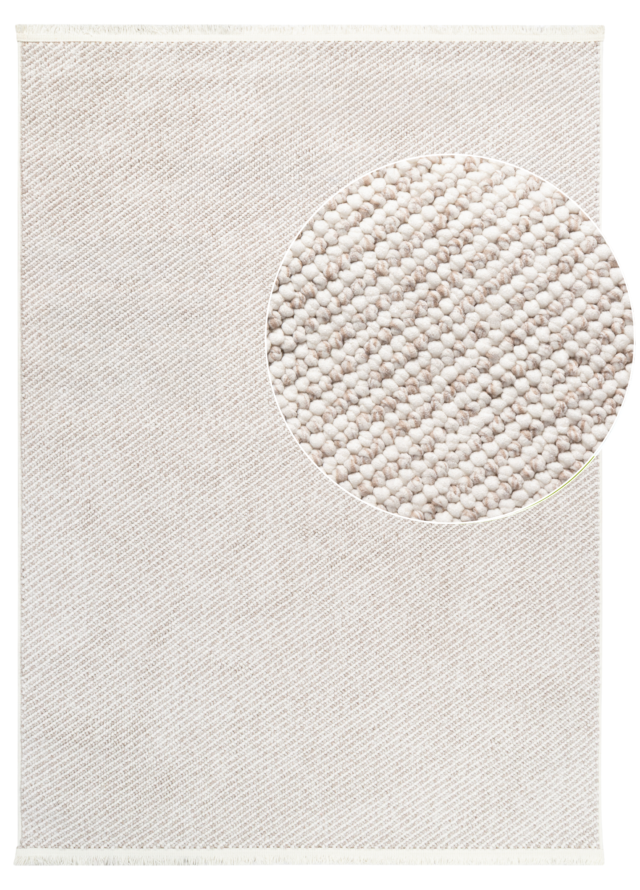Covor Agra Bej cu Ciucuri Albi