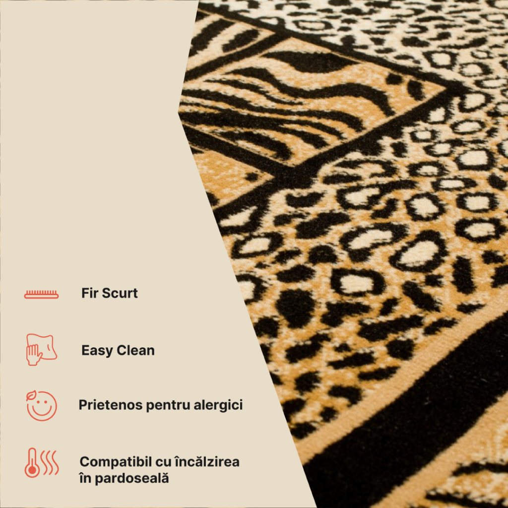 Covor Atlas Negru Maro Print Animal Safari
