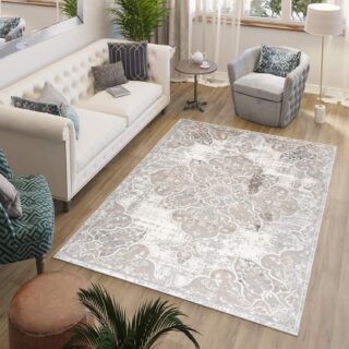 Covor Valley Gri Bej Vintage Floral