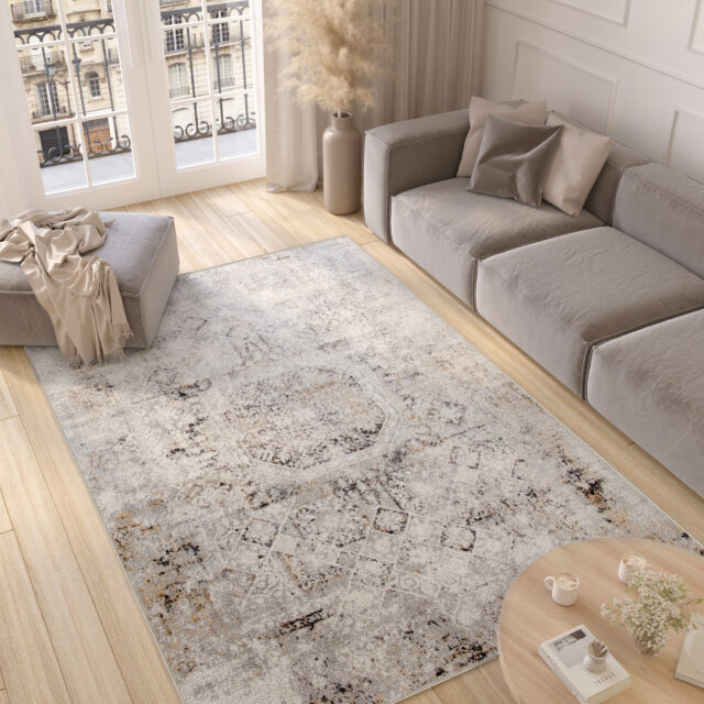 Covor Valley Gri Bej Ornamente Vintage