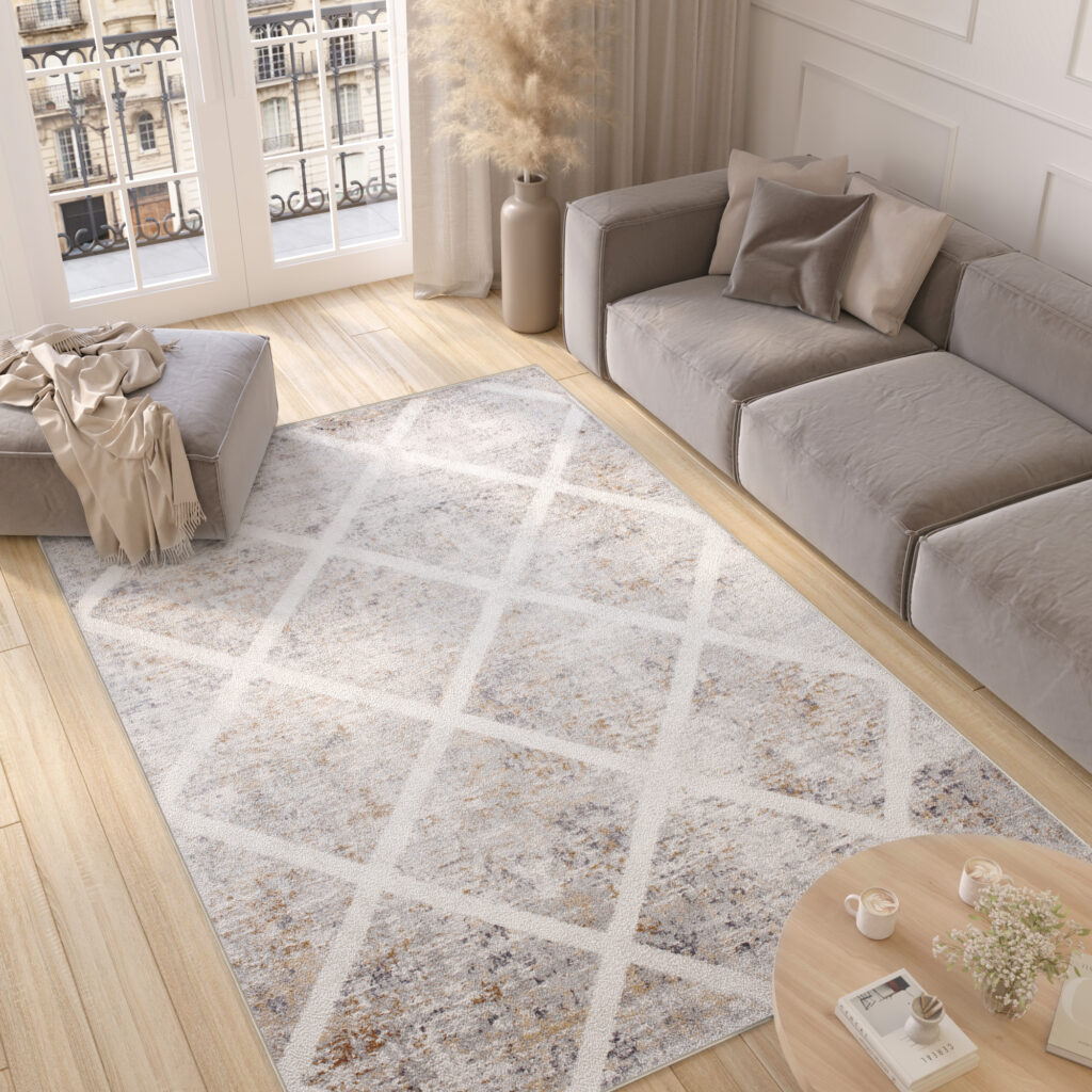 Covor Valley Gri Cupru Geometric Carouri