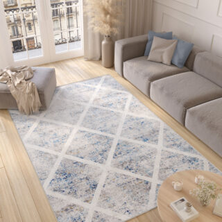Covor Valley Gri Albastru Geometric Carouri