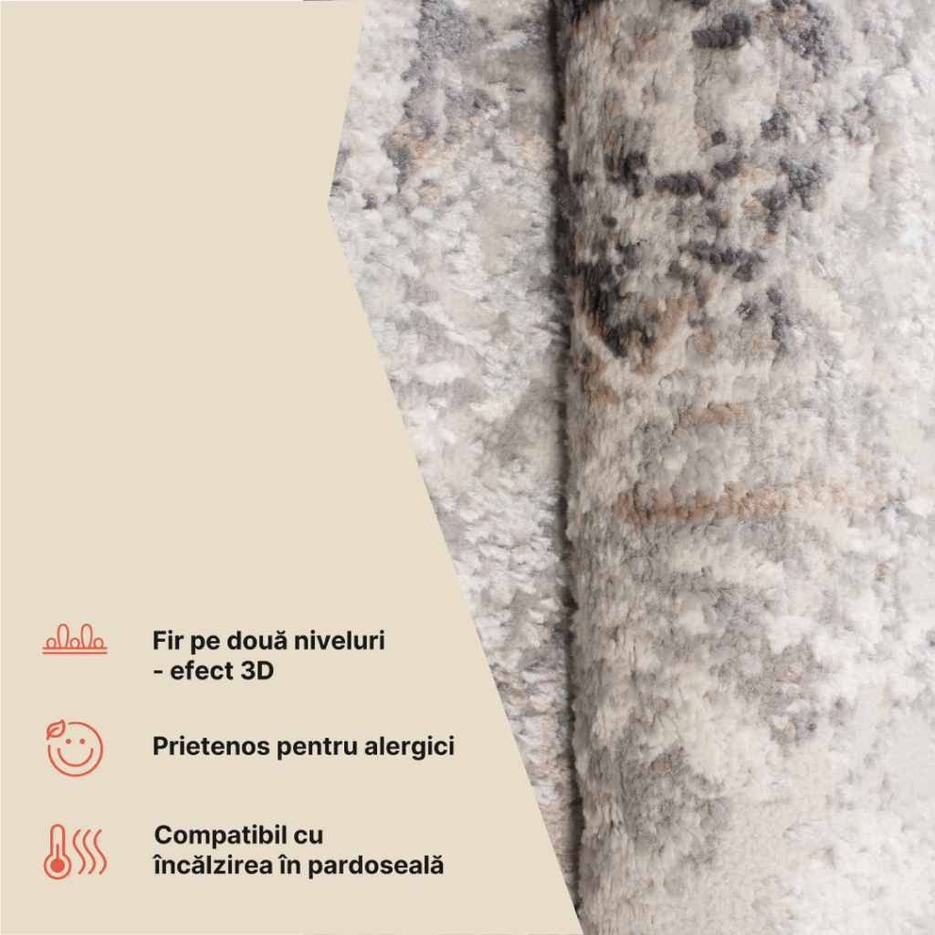 Covor Valley Gri Bej Ornamente Vintage