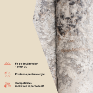 Covor Valley Gri Bej Ornamente Vintage