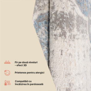 Covor Valley Gri Albastru Vintage Floral