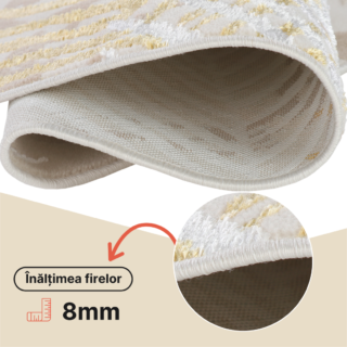 Covor Crystal Rotund Auriu Maro Crem Frunze