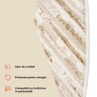 Covor Crystal Rotund Maro Bej Crem Dungi