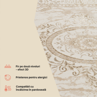 Covor Ares Maro Bej Tradițional Rozetă