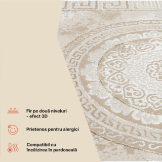 Covor Ares Auriu Maro Ornamente Medalion