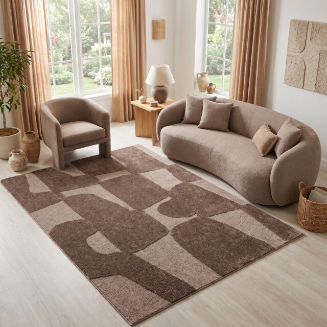 Covor Relievo 3D Taupe Abstract