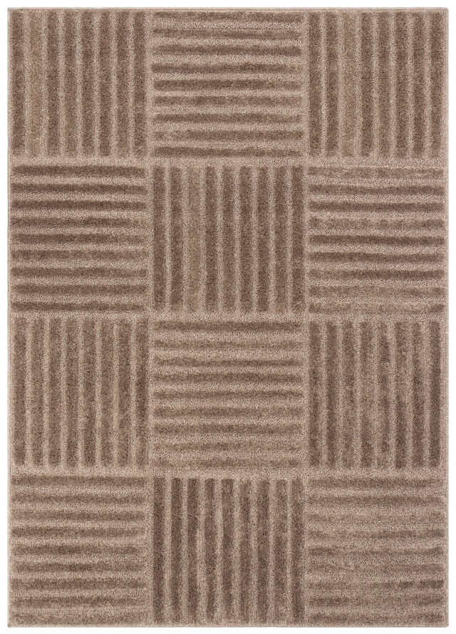 Covor Relievo 3D Taupe cu Dungi