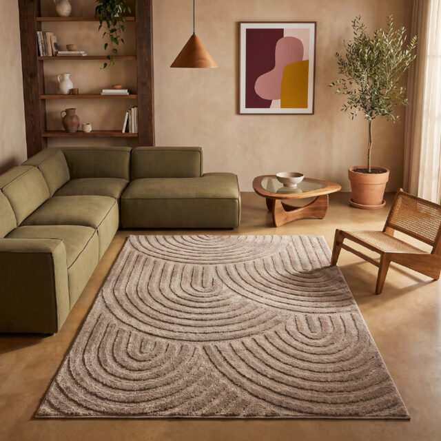 Covor Linea 3D Taupe Valuri