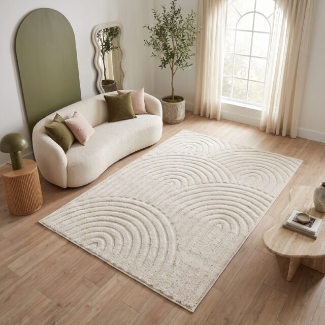 Covor Linea 3D Crem Valuri