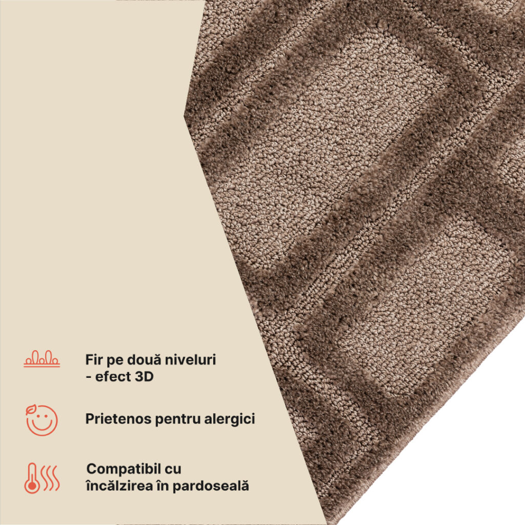 Covor Relievo 3D Taupe Geometric
