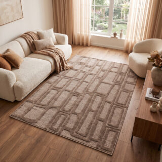 Covor Relievo 3D Taupe Geometric