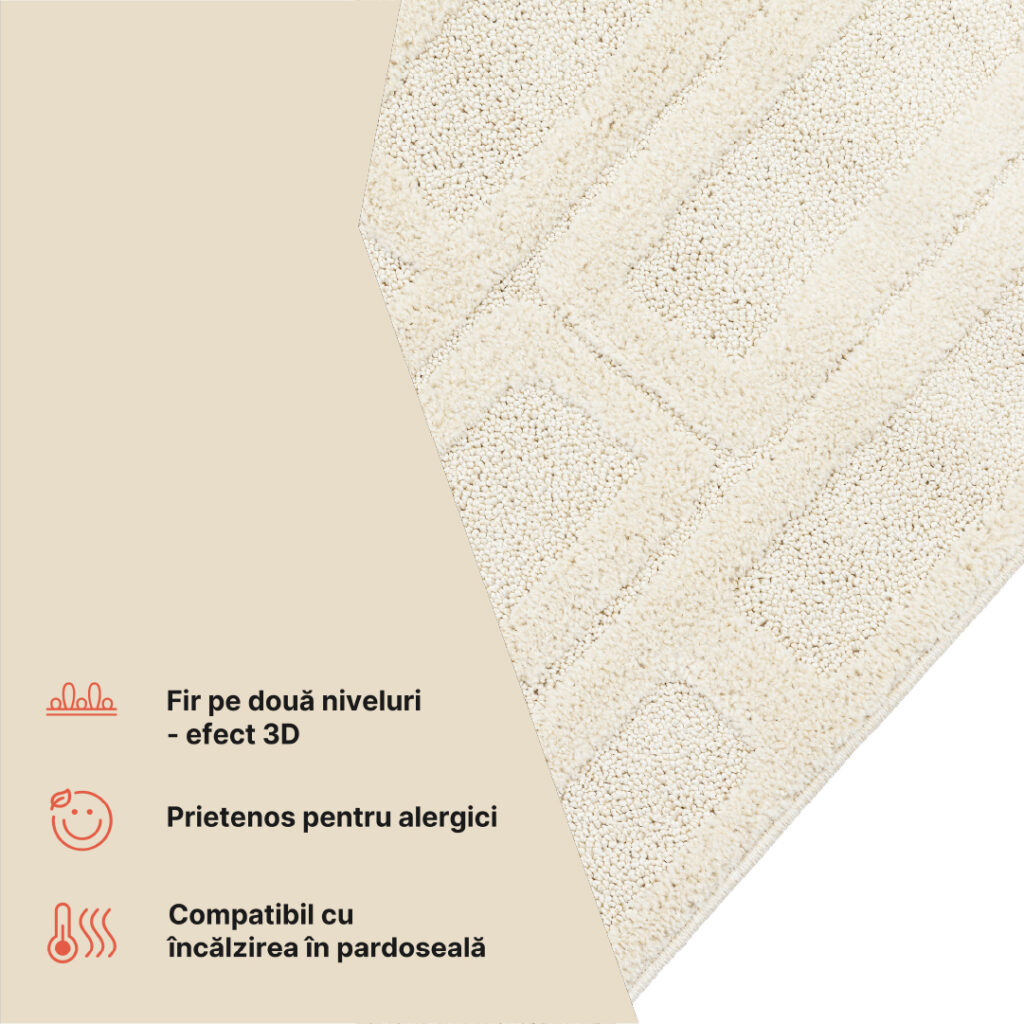 Covor Relievo 3D Crem Geometric