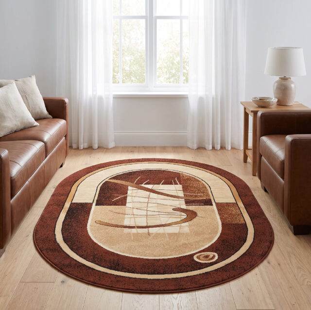 Covor Atlas Oval Maro Bej Abstract