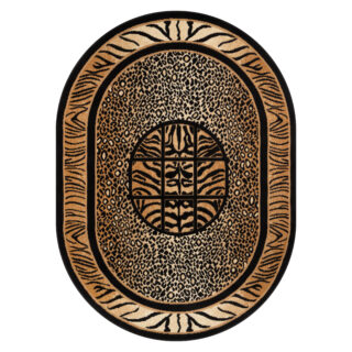 Covor Atlas Oval Negru Maro Print Animalier Safari