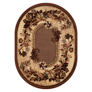 Covor Atlas Oval Bej Maro Motiv Floral
