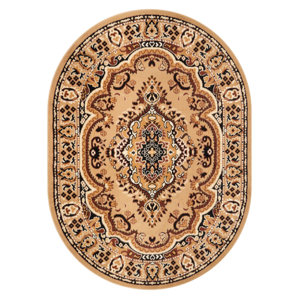 Covor Atlas Oval Ornament Bej Închis Maro