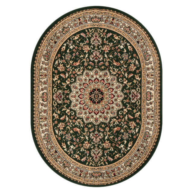 Covor Atlas Oval Verde Bej Ornament
