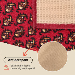 Covor Traversă Antiderapant Roșu Auriu