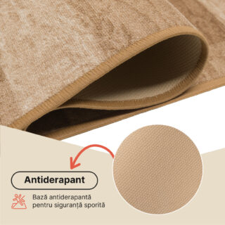 Covor Traversă Antiderapant Bej Geometric