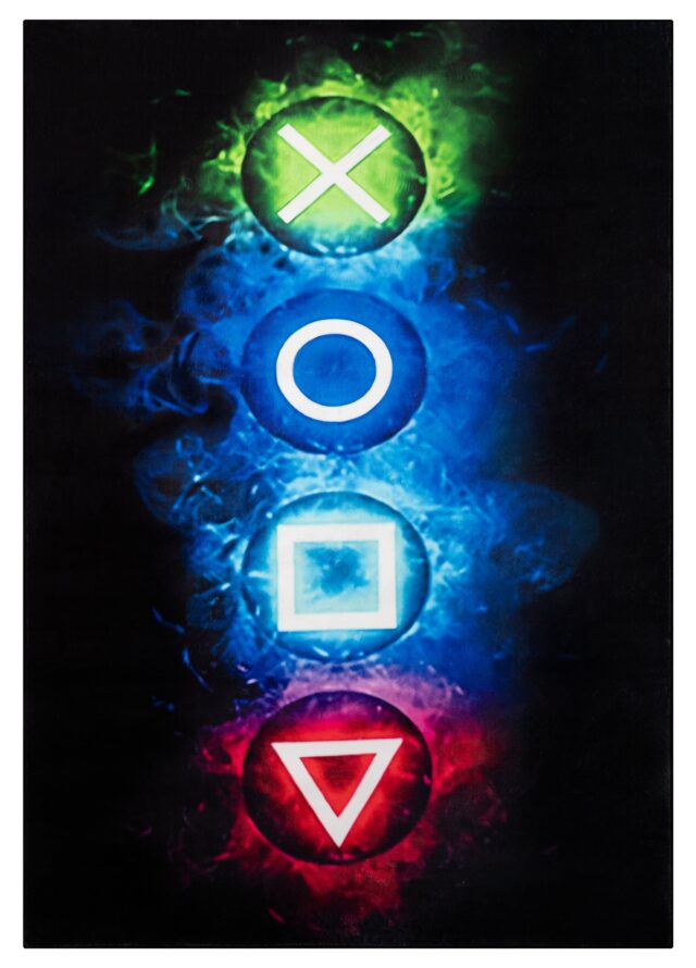 Covor Cosmo Game Simboluri De Joc Neon Antiderapant