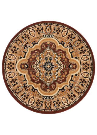 Covor Atlas Rotund Clasic cu Ornament Bej și Maro