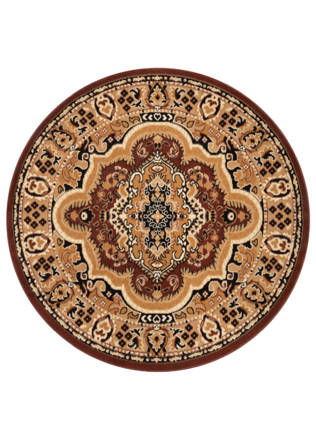 Covor Atlas Rotund Clasic cu Ornament Bej și Maro