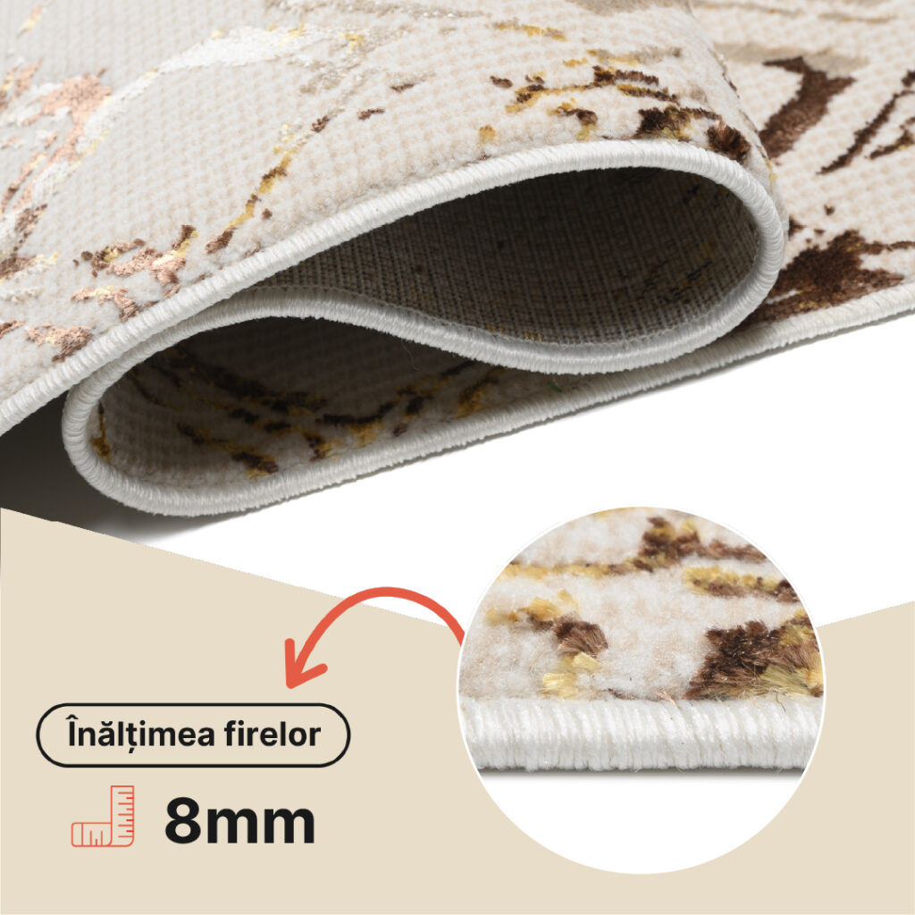 Covor Golden Crem Auriu Romburi Efect de Uzură