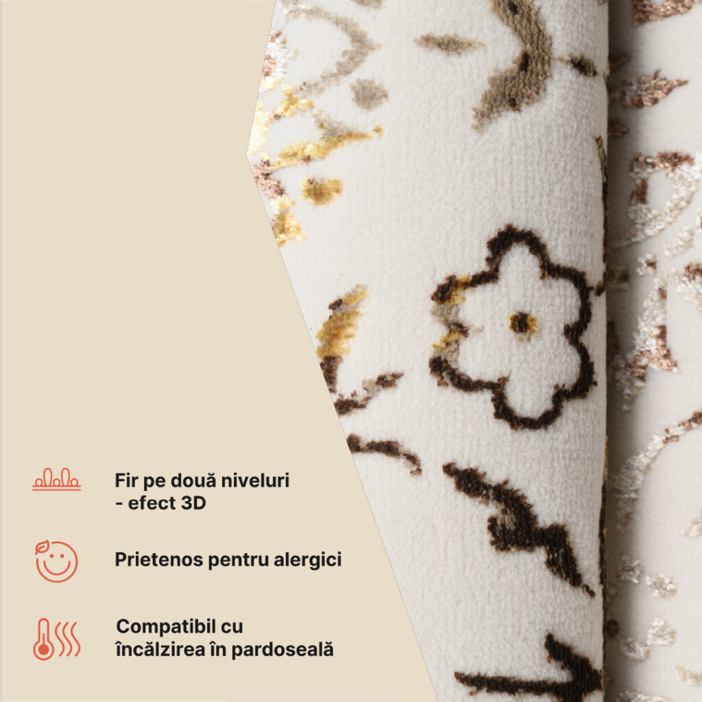 Covor Golden Crem Auriu Vintage Ramă