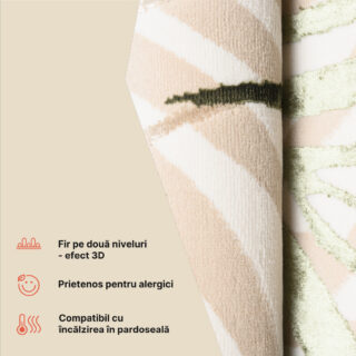 Covor Golden Crem Bej Verde Frunze