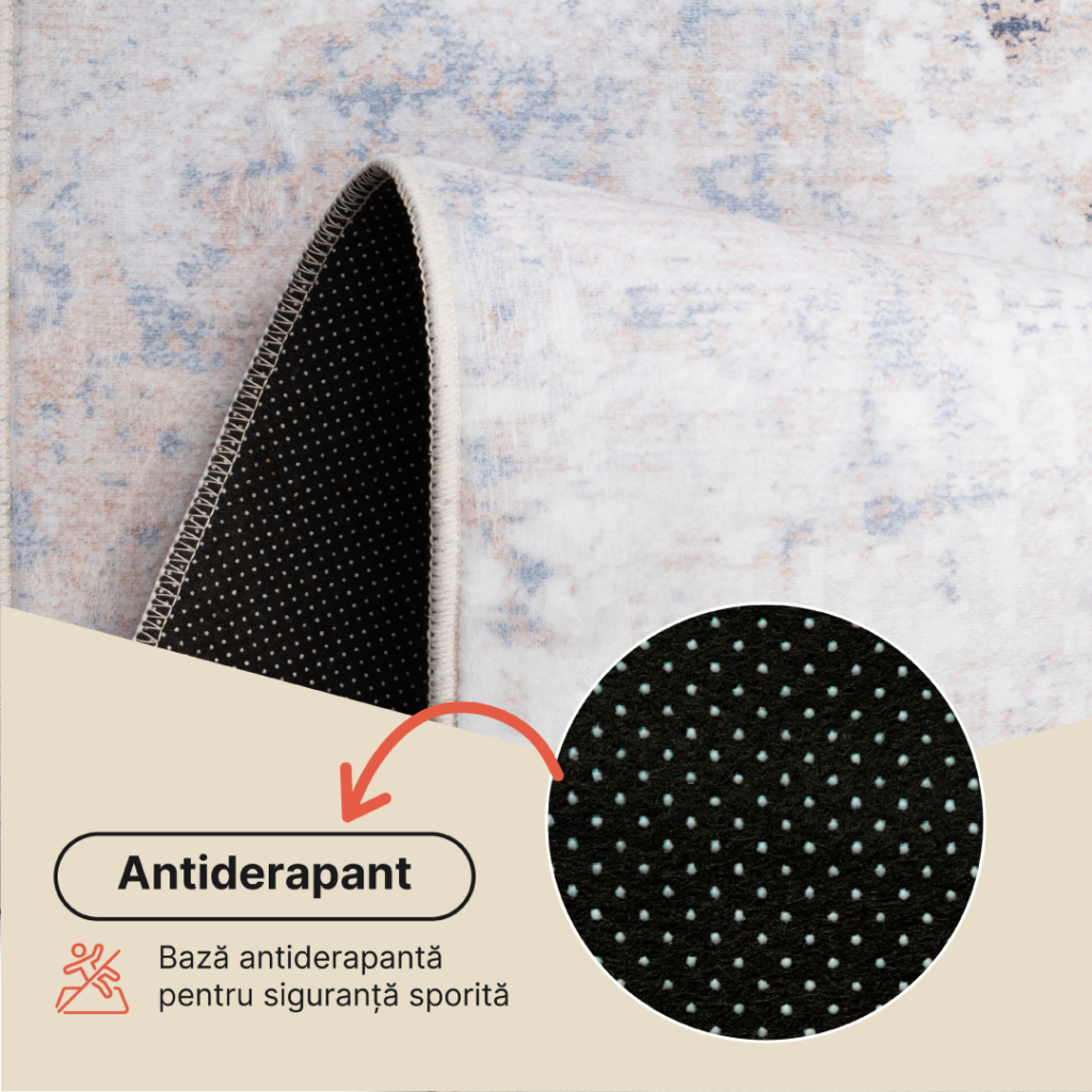 Covor Ash Gri Bej Melanj Antiderapant
