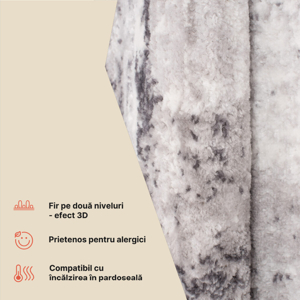 Covor Sky Gri Abstract Vintage Efect de Uzură