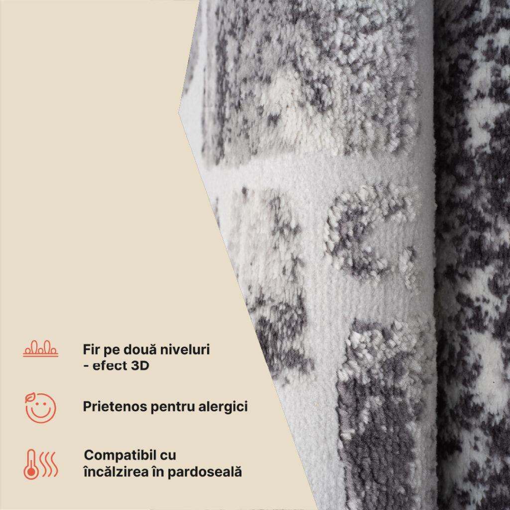 Covor Sky Gri Bej Abstract Efect de Uzură