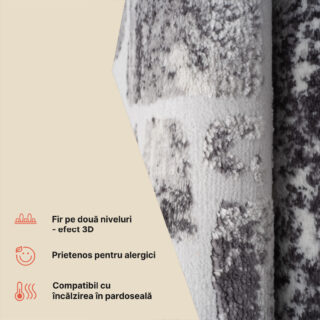 Covor Sky Gri Bej Abstract Efect de Uzură