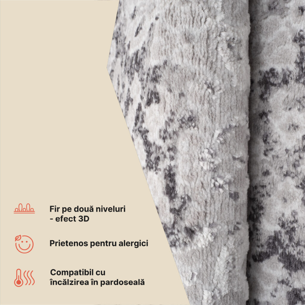 Covor Sky Gri Crem Vintage Ornamente