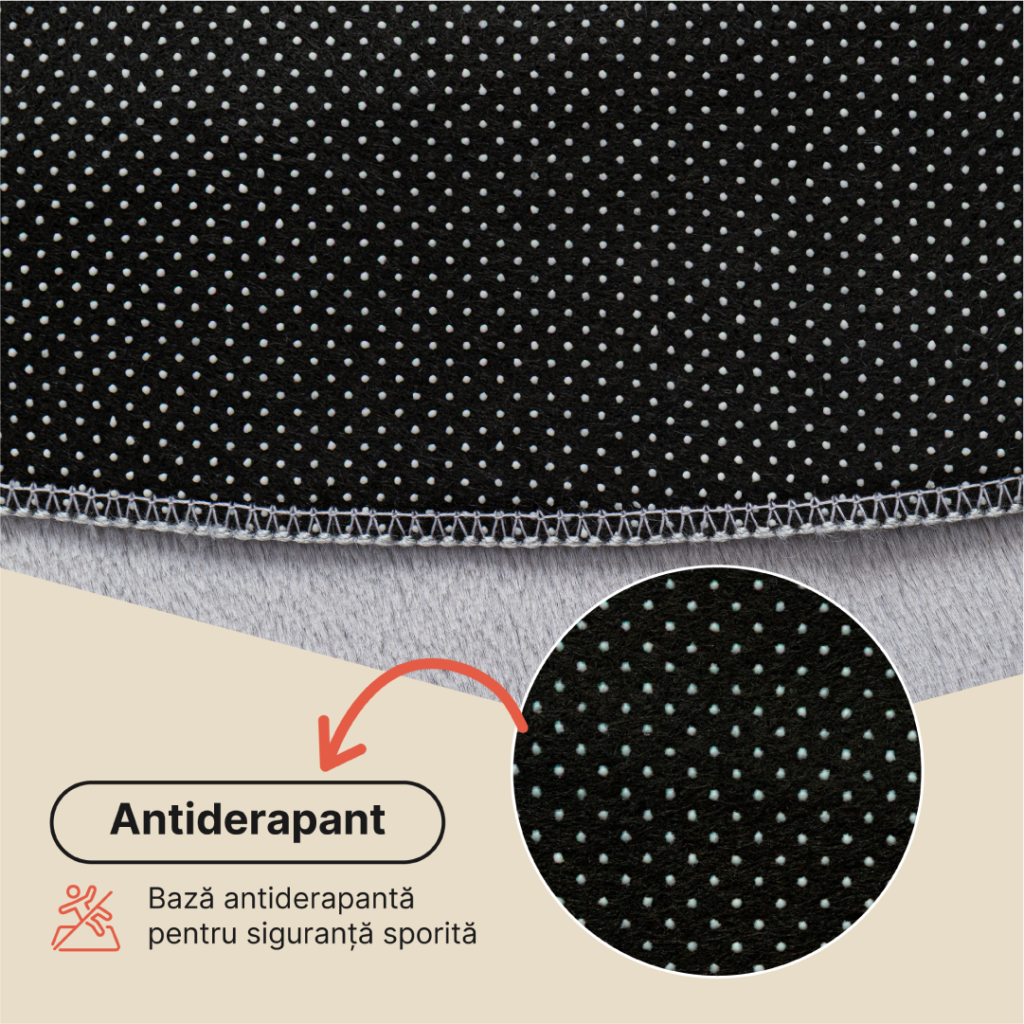Covor Lumi Rotund Gri Deschis Antiderapant