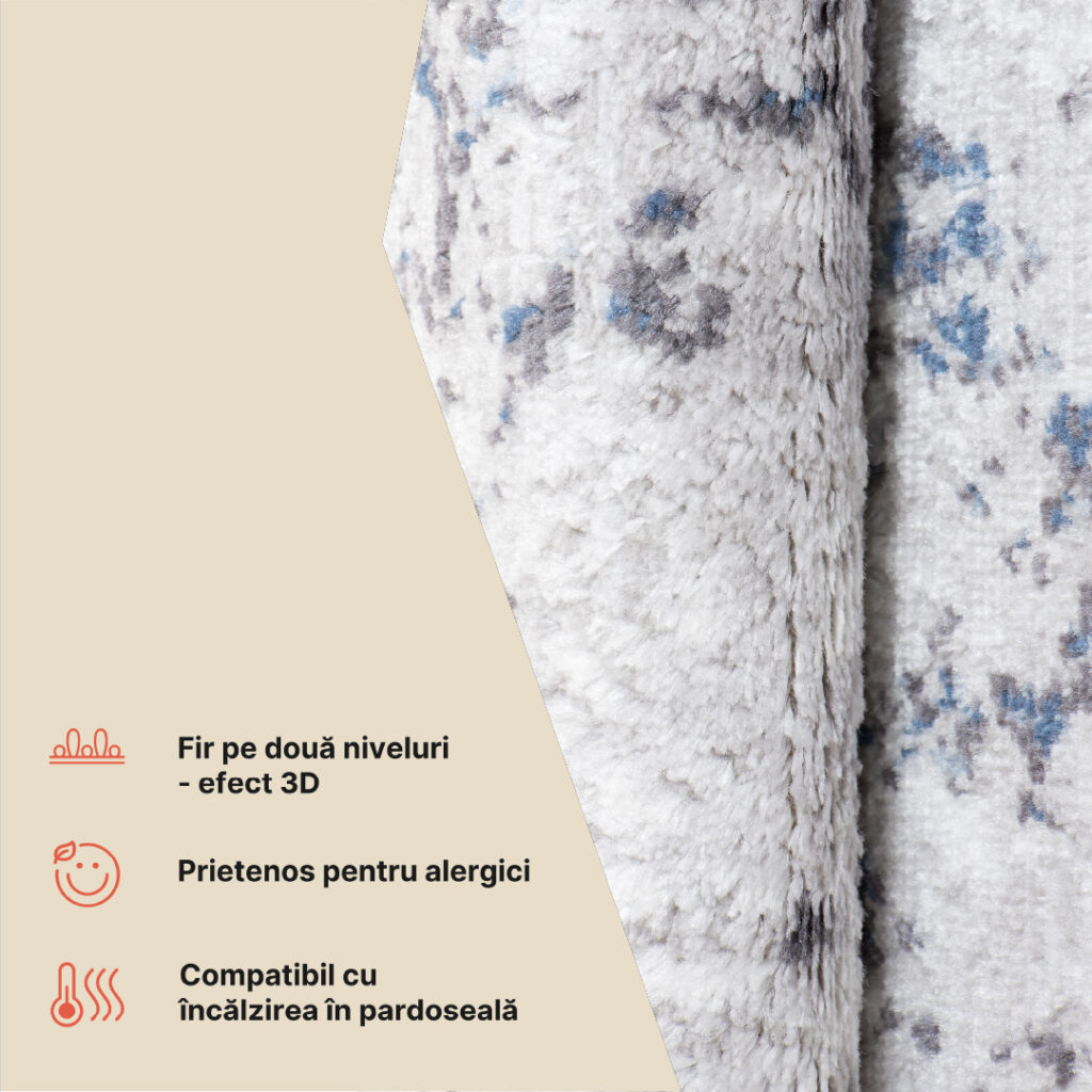 Covor Sky Albastru Crem Vintage Diamante