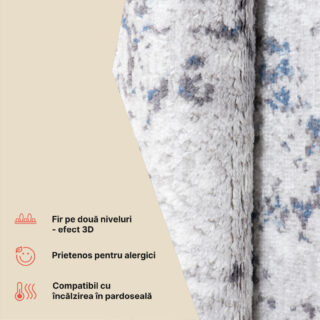 Covor Sky Albastru Crem Vintage Diamante