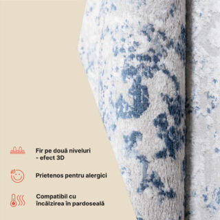 Covor Sky Albastru Gri Ramă Ornamente