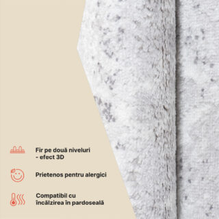 Covor Sky Gri Vintage Florale Efect de Uzură
